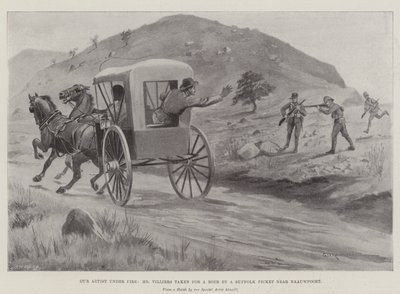 Nuestro Artista bajo Fuego, el Sr. Villiers tomado por un Jabalí por un Piquete de Suffolk cerca de Naauwpoort de George Derville Rowlandson